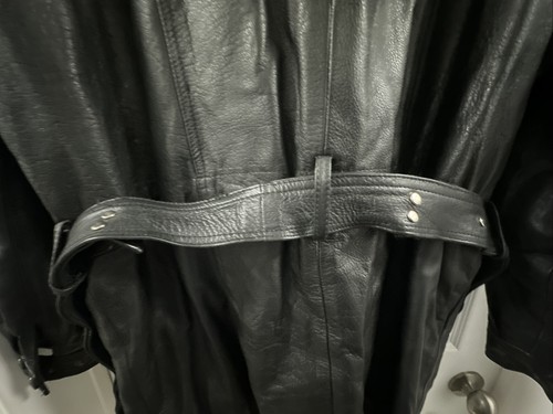 Womens Black Leather Full Zip Parka Jacket Coat - Size L . Nice! - Picture 10 of 12