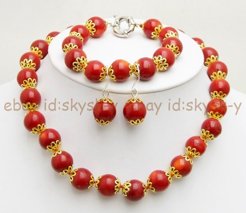 New Long 24-48 8mm Japan South Sea Red Coral Round Beads Necklace 14K AAA+ eBa