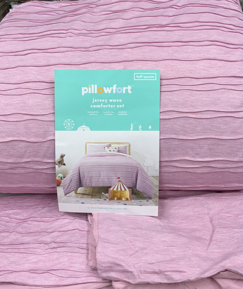 Pink Jersey Wave Comforter Set Pillowfort Full/Queen for sale online