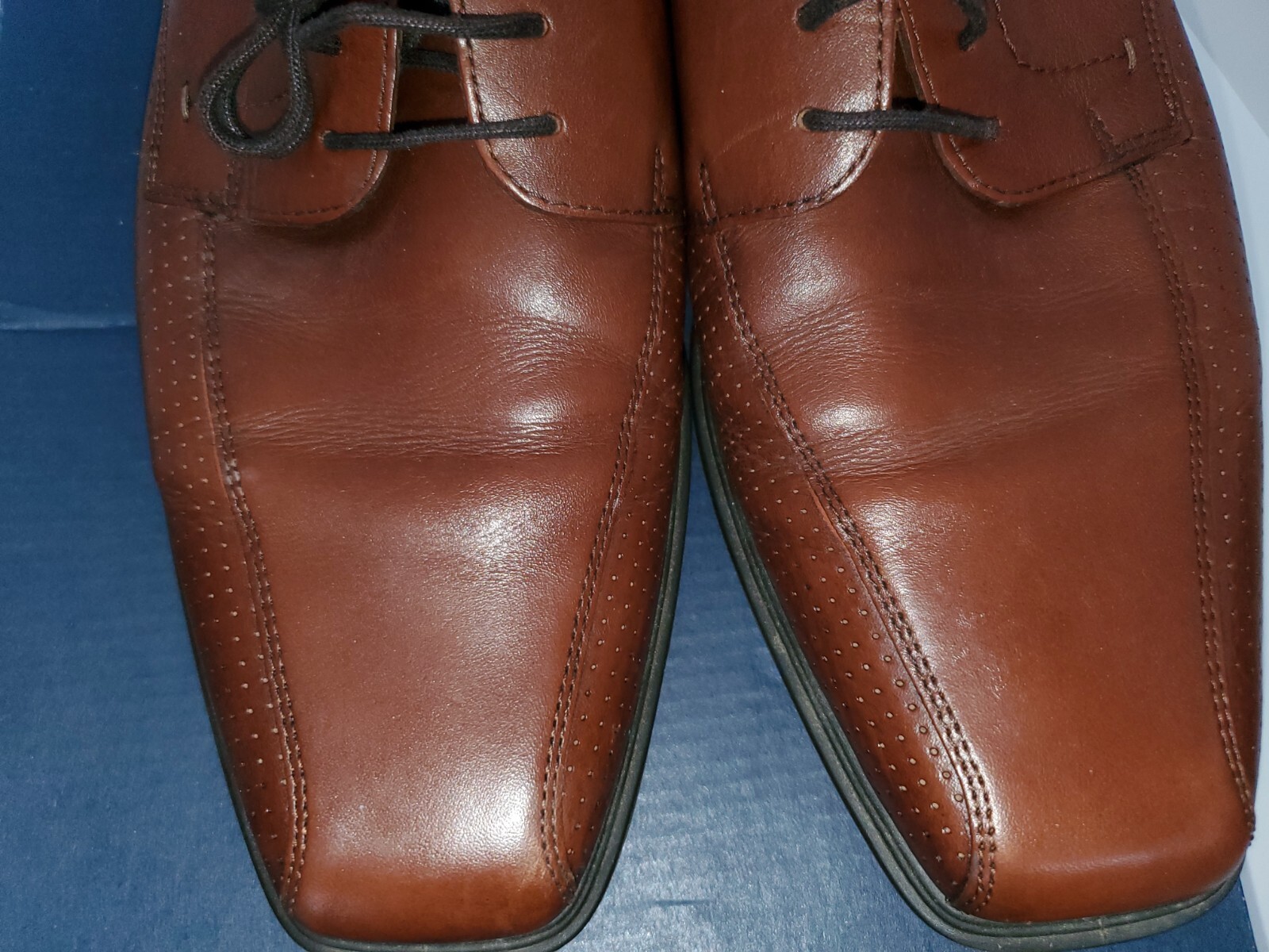 SAOLA Ecco uomo pelle stringata Oxford punta quadrata bici punto ammortizzatore marrone chiaro 44