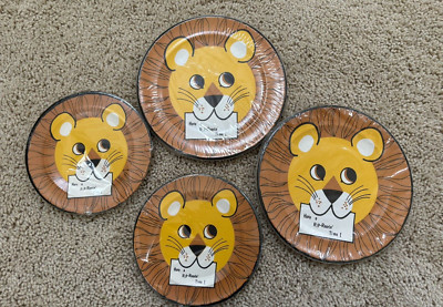 Vintage House of Paper Lion Party Plates 4 Packs of 8 ''Have a Rip-Roarin Time''