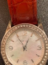 Dkny Ladies Watch Mother Of Pearl Face Red Band and crystal bezel