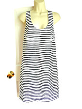 J. Crew 0 XS NEW Dress Black White Striped Sleeveless Cross Over Straps Back