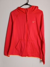 Womens Nike Peach Coral Zip Up Jacket Hoodie Size Medium Dri-Fit Run Jog
