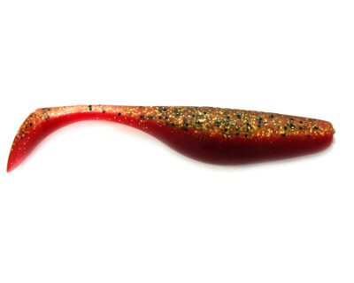 Jenzi River Shad Usa-Bass Soft plastic lure Gold Glitter Red Rubber Fish Perch