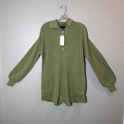 Kayla's Armoire Size Small Olive Green Ribbed Knit Romper