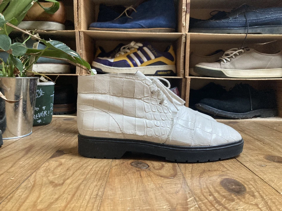 Chaussures Mixtes Alexander Wang Desert Boots Uk7 41 Crocodile Blanc Cassé - Photo 1/4