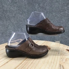 Eurostep Shoes Womens 6 M Sonata Mule Clogs Brown Leather Closed Toe Block Heels