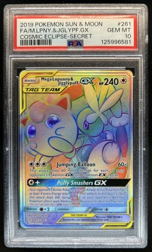 2019 Pokemon SM Cosmic Eclipse Mega Lopunny Jigglypuff Tag Team #261/236 PSA 10