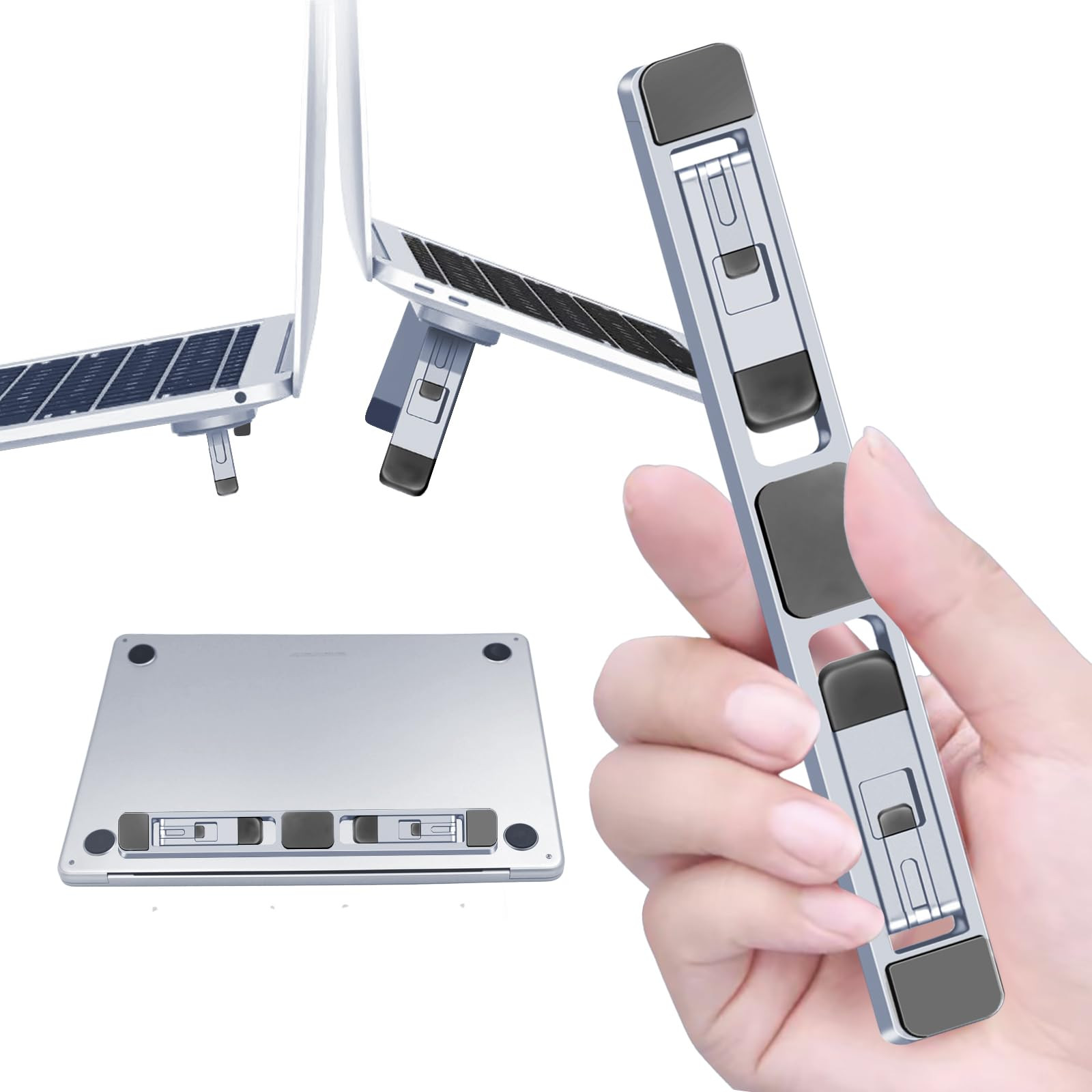 Adhesive Laptop Stand for Desktop with Heat Dissipation and Keyboard Support