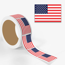 American Flag Stickers   2"X3" Rectangle Labels, 500 Stickers Roll   Easy Peel 