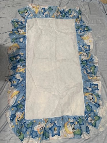 Vintage Baby Snoopy Crib Skirt Sweet Dreams Stars Moon Woodstock Nursery