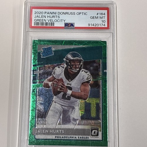 2020 Panini Optic Jalen Hurts #164 Green Velocity PSA 10 Rated Rookie Eagles RC