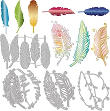 11PCS Feather Cutting Dies Metal Die Cuts for Card Making Layered Feather Invita