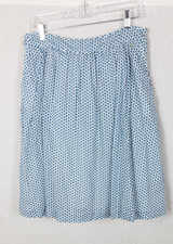 Boden Skirt Womens 10L Blue White Dot Print Cotton Lined A-Line Pockets Casual