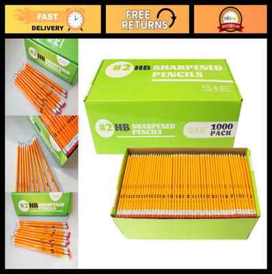 Pre-Sharpened #2 Yellow Pencils with Erasers - Bulk Box of 1000 for School Suppl