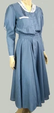 Vintage Jessica McClintock Cornflower Gunne Sax Mutton Sleeve Prairie Dress M