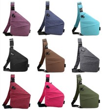Anti-Theft Slim Sling Bag Cross Body Travel Shoulder Bag Purple Black Left Right