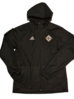 #ad Northern Ireland 2018 Adidas Hooded Track Jacket 3 Stripe Black Mens UK M Retro GBP 28.00