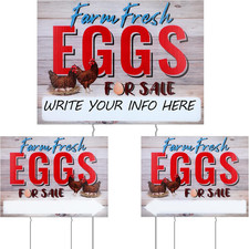 3 Pcs Farm Fresh Eggs for Sale Sign 16 X 12 Inch Double Sided Corrugated Plastic