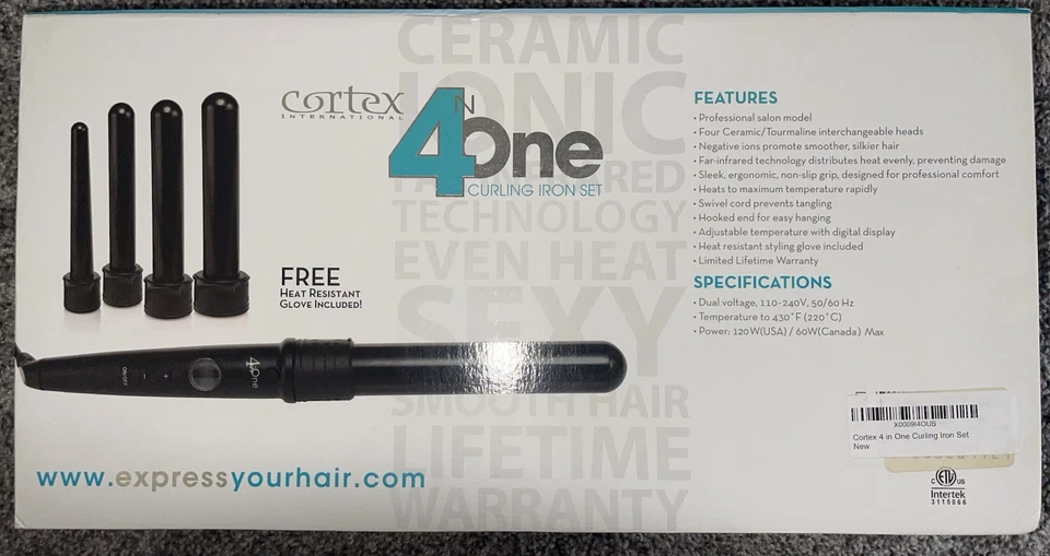 Cortex 4 in 1 Pro Clipless Curling Iron 4 Ceramic Ionic Far Infared Tourmaline - Image 2 of 4