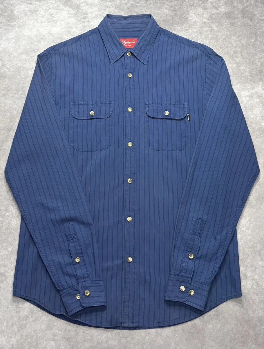 Supreme Long Sleeve Striped Casual Button-Down Shirts for Men for