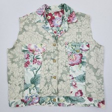 Vtg 80s 90s Floral Tapestry Boxy Vest Jacket Whimsy Fairy Cottagecore