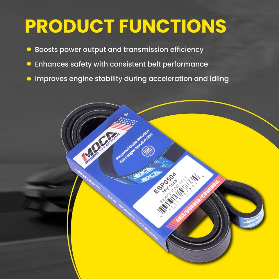 Serpentine Belt for BMW 135i 335i xDrive 335xi 335is 3.0L 7PK1855 - Image 3 of 4