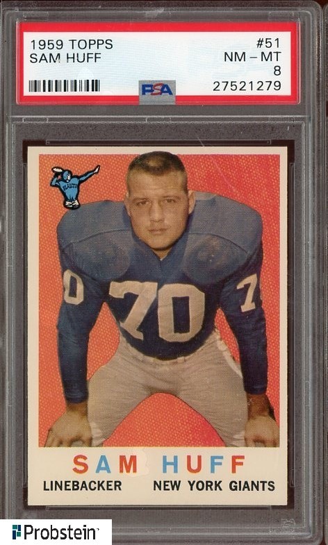 1959 Topps Football #51 Sam Huff New York Giants HOF PSA 8 NM-MT