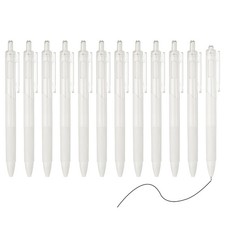 12 Pack Retractable Pens 0.5mm, Black Gel Ink Pens for Note Taking, White
