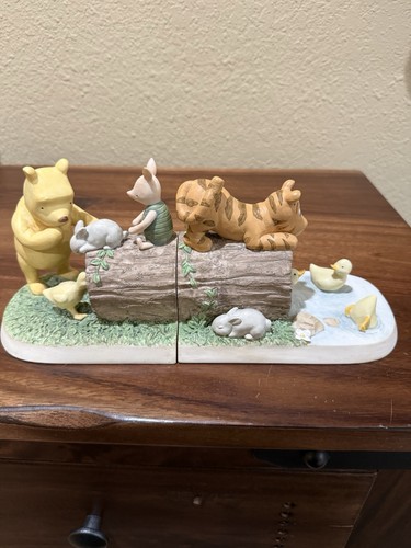 DISNEY CLASSIC WINNIE THE POOH BOOKENDS TIGGER PIGLET TREE LOGS DUCKS FIGURE 13"