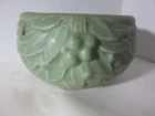 1930s McCoy Pottery Hanging Basket Planter Leaves & Berries Matte Green Footed