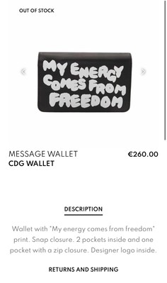 Comme des Garçons My Energy Comes From Freedom Wallet | eBay Australia