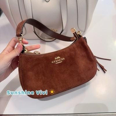 NWT Coach Teri Mini Crossbody Bag CCE42 Suede Vintage Brown | eBay
