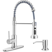 Kitchen Faucets with Soap Dispenser Brushed Nickel, Stainless Steel Commercia...