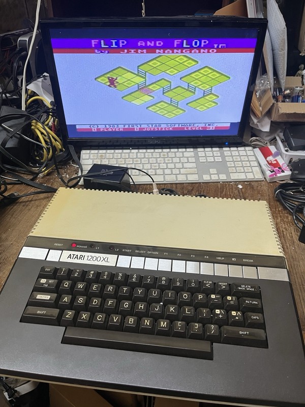Vintage Atari 1200XL Home Computer W/ Pwr Supply Reads Cartridges Sold As Is