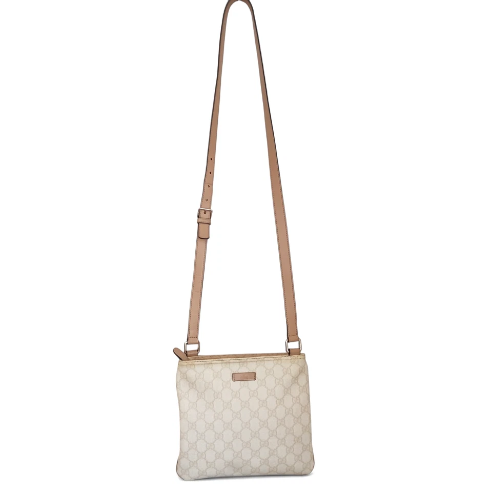 Bolso de Hombro Bandolera GUCCI GG Supreme Web 201538 Borde de Cuero USADO Italia Foto 2 de 4