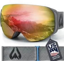Ski Goggles Adults Anti-Fog Scratch 100% UV-Magnetic Lens/Stone Gray Blaze