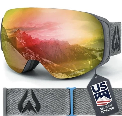 Ski Goggles Adults Anti-Fog Scratch 100% UV-Magnetic Lens/Stone Gray Blaze