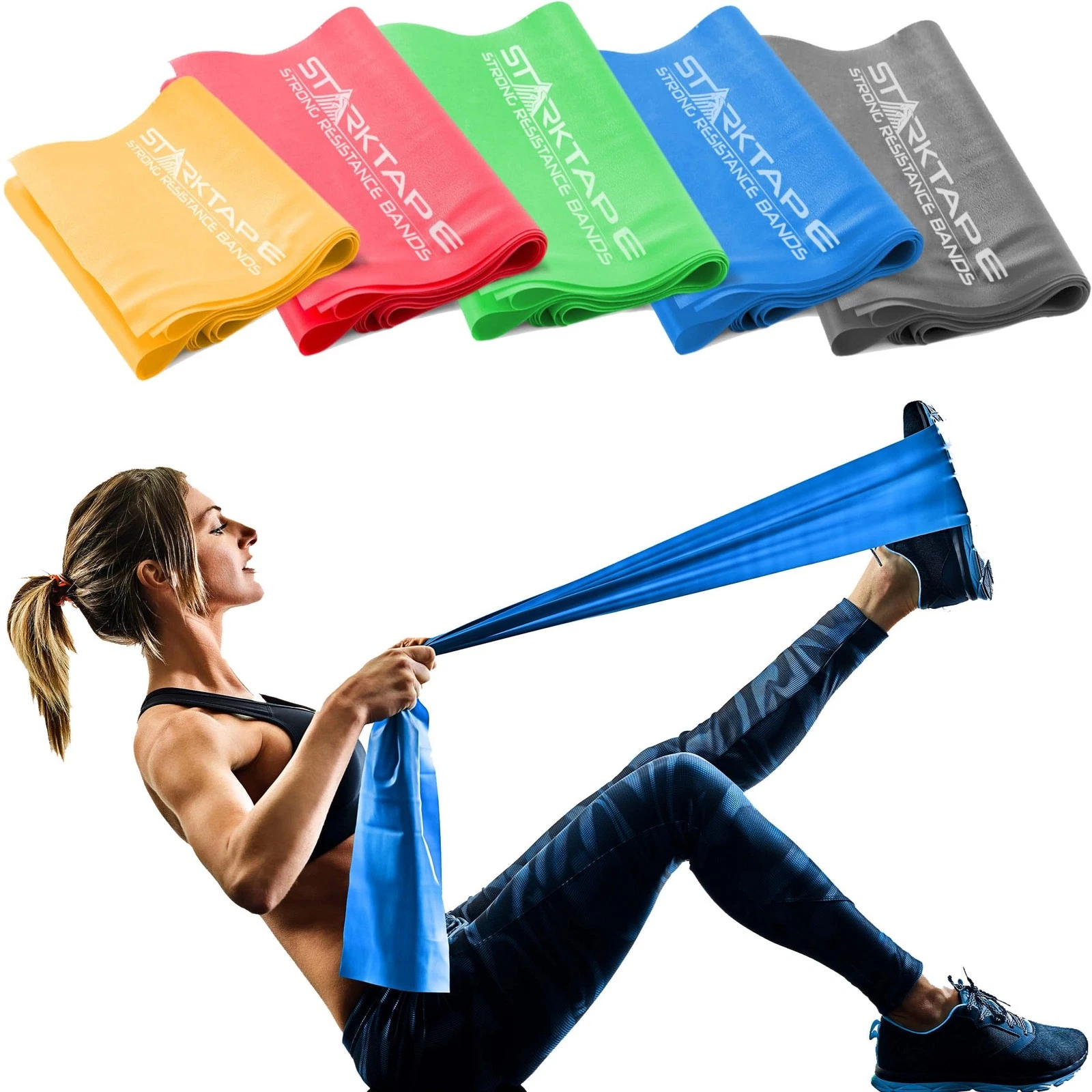 Resistance Bands Set. 5 Pack Latex Physical Therapy, Professional Elastic Rub...