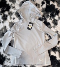Under Armour Girls Pullover Hoodie, Gray Youth Medium NWT