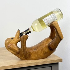 Single Wine Bottle Holder Novelty Wooden Drunk Dog for Table Storage Rack Gift
