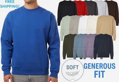 Mens Heavyweight Warm Generous Fit Soft Blended Crewneck Sweatshirt XS-3XL NEW!