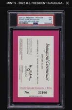 2025 Presidential Inauguration Tickets PSA 9 & PSA 8 – Trump – Union Square Pink