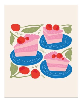 Charming Cherry Pie Wall Art   Colorful Kitchen Decor Modern Whim