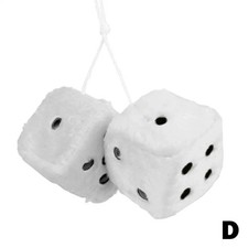 Fuzzy Plush Dice For Car Mirror 2.36 Pair Of Retro Square Decoration Dice