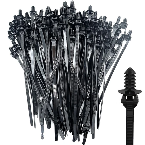 Push Mount Cable Zip Ties 8.3 Inch, Automotive Zip Ties with Push Pin Heavy Duty