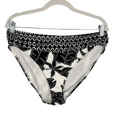 Tommy Bahama Bikini Bottoms XL Black White Tropical Palm Leaf Resortwear
