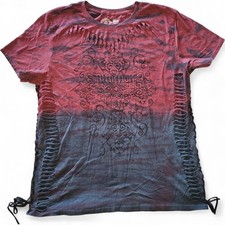 Women's Affliction Rossellini Charcoal Burgundy Chem T-Shirt Top XS-XXL