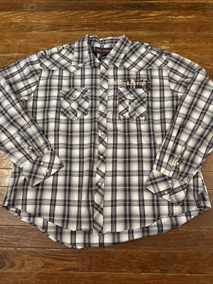 Rock & Roll Cowboy Shirt Mens XXL Long Sleeve Pearl Snap Embroidered Logo